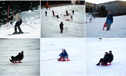 Ilgaz Dağı Kayak Merkezi'nde kızakla kaymak isteyenler sezonu açtı