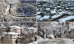 Karabük'teki kış manzaraları havadan görüntülendi