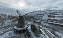 Malatya'daki Turgut Özal Tabiat Parkı kar yağışıyla beyaza büründü
