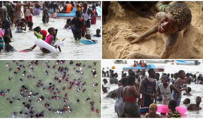 Dakar'da sıcak hava nedeniyle sahiller doldu taştı