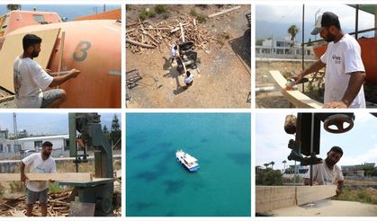 Hataylı balıkçı kullanılmayan gemi parçalarını motoryatlara dönüştürüyor