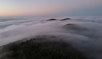 Samsun'da 1000 rakımlı mahallede oluşan 'sis denizi' dronla görüntülendi