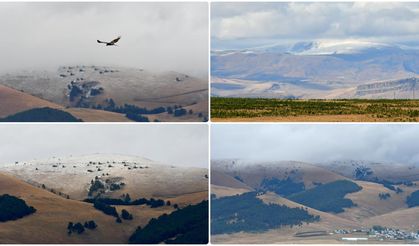 Sarıkamış'ın yüksek kesimlerine kar yağdı