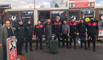 Esnaftan Polise Sürpriz Kutlama: Şüpheli Çanta İhbarı Pastalı Çıktı