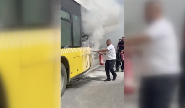 Beykoz'da seyir halindeki İETT otobüsünde çıkan yangın söndürüldü