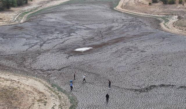 Edirne'deki Şerbettar Göleti kuraklık nedeniyle tamamen kurudu