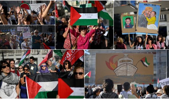 İspanya'da 12 kentteki meydanlarda Filistin'e destek gösterisi düzenlendi