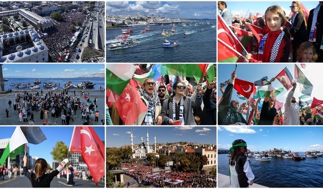 Binlerce kişi, Gazze ve Küresel Sumud Filosu'na destek için buluştu