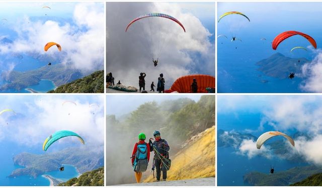 Çinli turistler 'Altın Hafta' tatilinde Babadağ'da yamaç paraşütü uçuşlarını artırdı