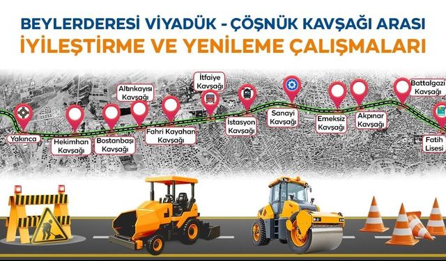 Beylerderesi İle Çöşnük Arasında Yol Yenileme Başlıyor
