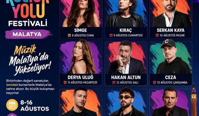 Malatya Kültür Yolu Festivali Başlıyor: Yıldız Geçidi Gibi Konser Takvimi Açıklandı!