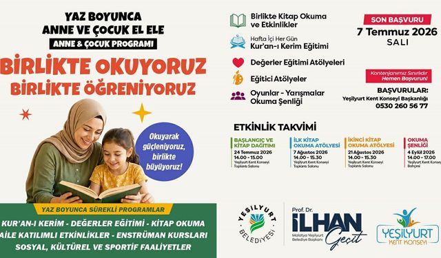 Yeşilyurt'ta 'Birlikte Okuyoruz, Birlikte Eğleniyoruz' Etkinlikleri Başlıyor