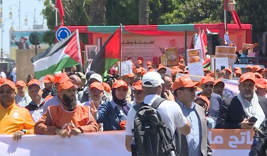Fas'taki 1 Mayıs gösterilerinde Filistin'e destek sloganları yükseldi