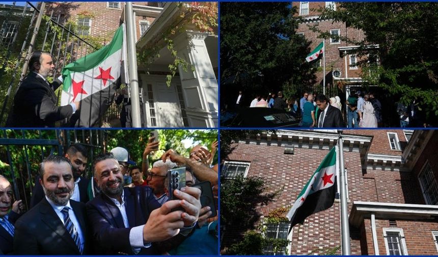 Suriye bayrağı, Washington'da göndere çekildi