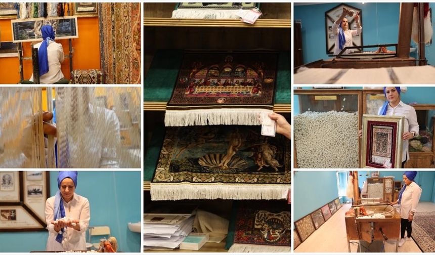 Kozadan elde ettiği ipeği tezgahta sanat eseri halılara dönüştürüyor