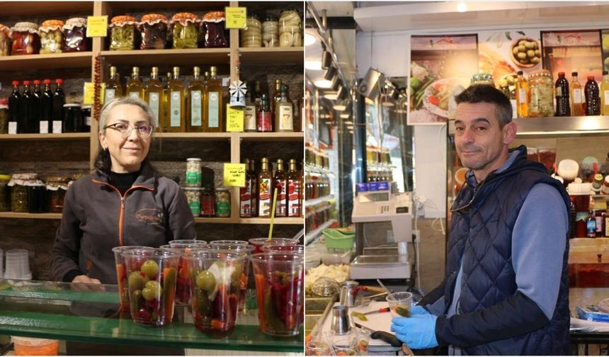 Karşılıklı turşu dükkanı işleten çiftin hikayesi 'Neşeli Günler' filmini hatırlatıyor