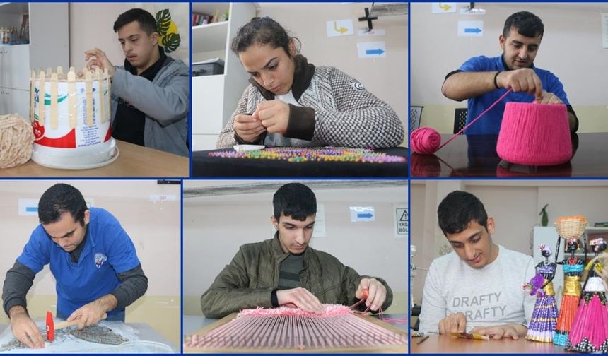 Adana'da özel gereksinimli bireyler atıkları ekonomiye kazandırarak gelir elde ediyor