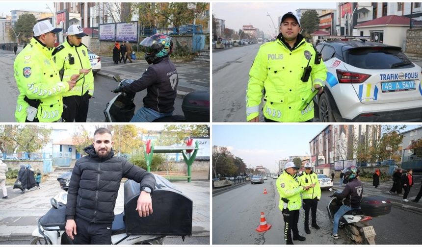 Elleri üşüyen kuryeye eldivenini veren polisin görüntüsü sosyal medyada beğeni topladı