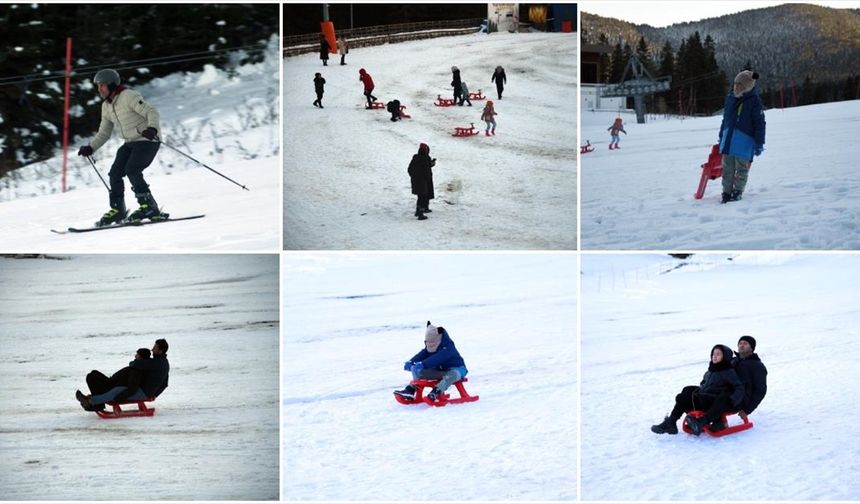 Ilgaz Dağı Kayak Merkezi'nde kızakla kaymak isteyenler sezonu açtı