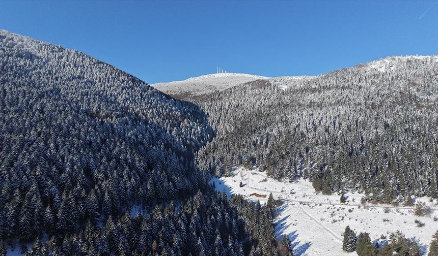 Samsun'da kar altındaki ormanlar dronla görüntülendi