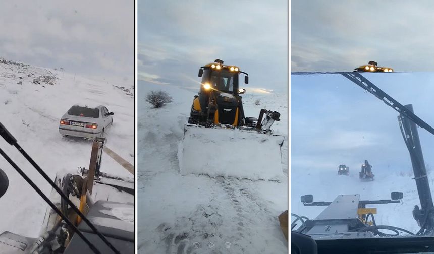 Darende'de Kar Ve Tipi Hayatı Olumsuz Etkiledi, Mahsur Kalan Araç Kurtarıldı