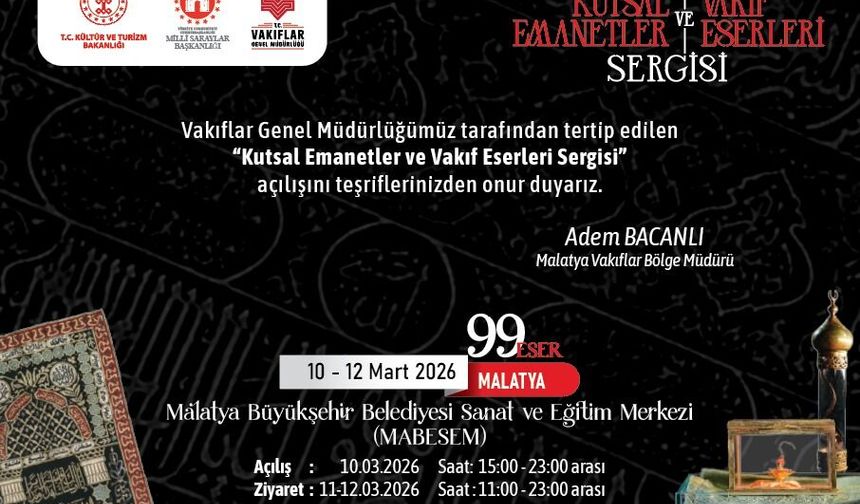 Kutsal Emanetler ve Vakıf Eserleri Sergisi Malatyalılarla Buluşacak