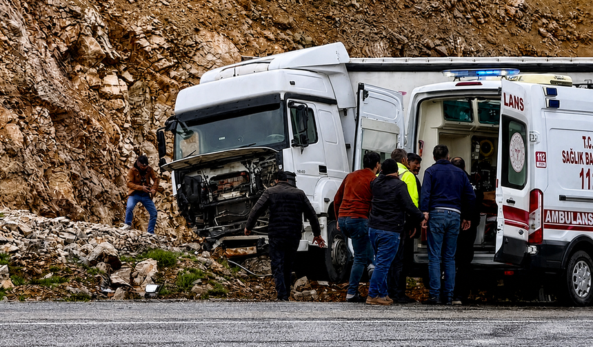 Tır Yoldan Çıktı: Sürücü Yaralandı
