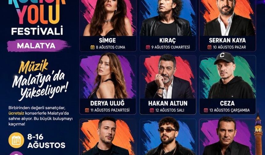 Malatya Kültür Yolu Festivali Başlıyor: Yıldız Geçidi Gibi Konser Takvimi Açıklandı!