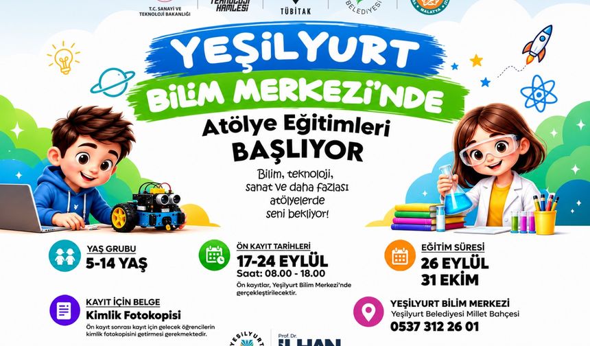 Yeşilyurt Bilim Merkezi Atölye Eğitimlerinin Kayıtları Başladı