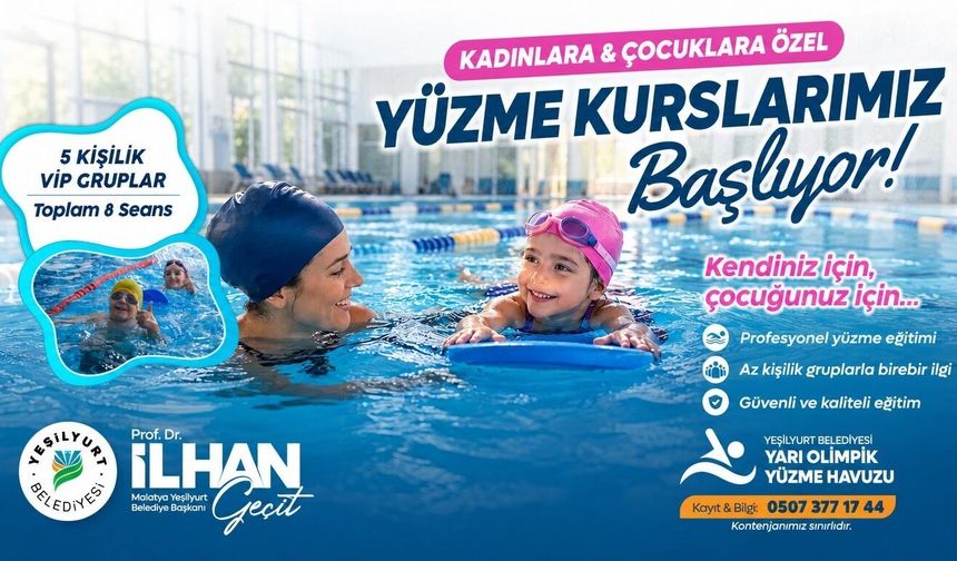 Yeşilyurt'ta Kadın ve Çocuklara Yüzme Kursu